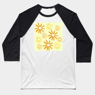 Simple Hand Drawn Flowers Pattern Baseball T-Shirt